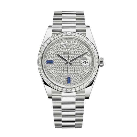 Day-date diamond paved sapphire dial 40mm
