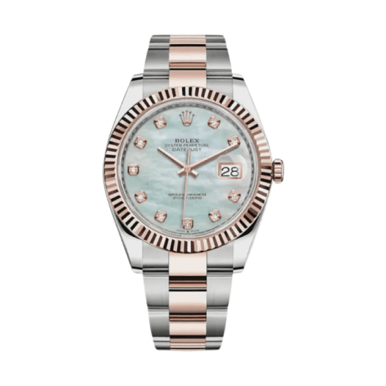 Date just rose gold mop diamond dial 41mm