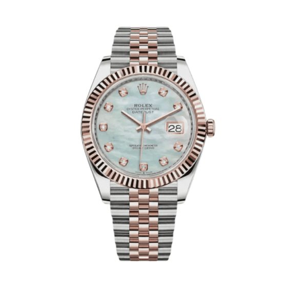 Date just rose gold mop diamond dial 41mm